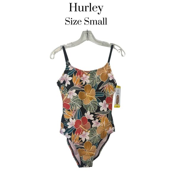 NWT Hurley womens one piece swimsuit padded bra fully lined tropical print Small - Picture 1 of 10